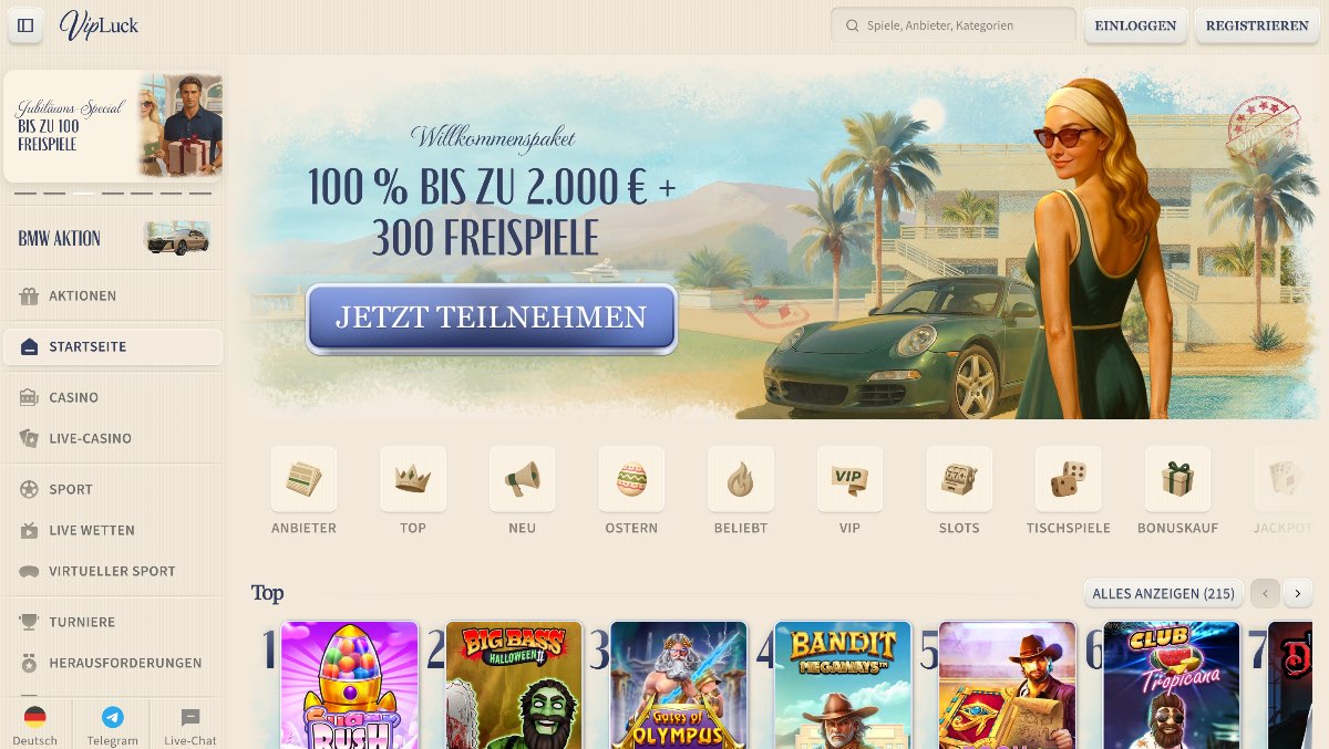 Vipluck überzeugt als vielseitiges Online Casino mit der breitesten Zahlungsvielfalt aller Anbieter und unterstützt über 20 verschiedene Methoden, darunter mehr als 10 beliebte Kryptowährungen.
